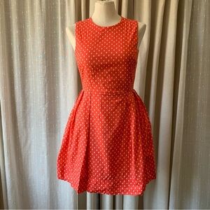 GAP CORAL PINK AND CREAM POLKA DOT A LINE DRESS 0 petite